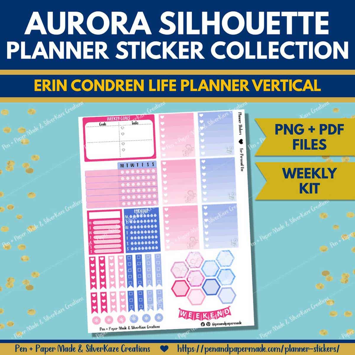 disney aurora weekly kit gradient stickers.