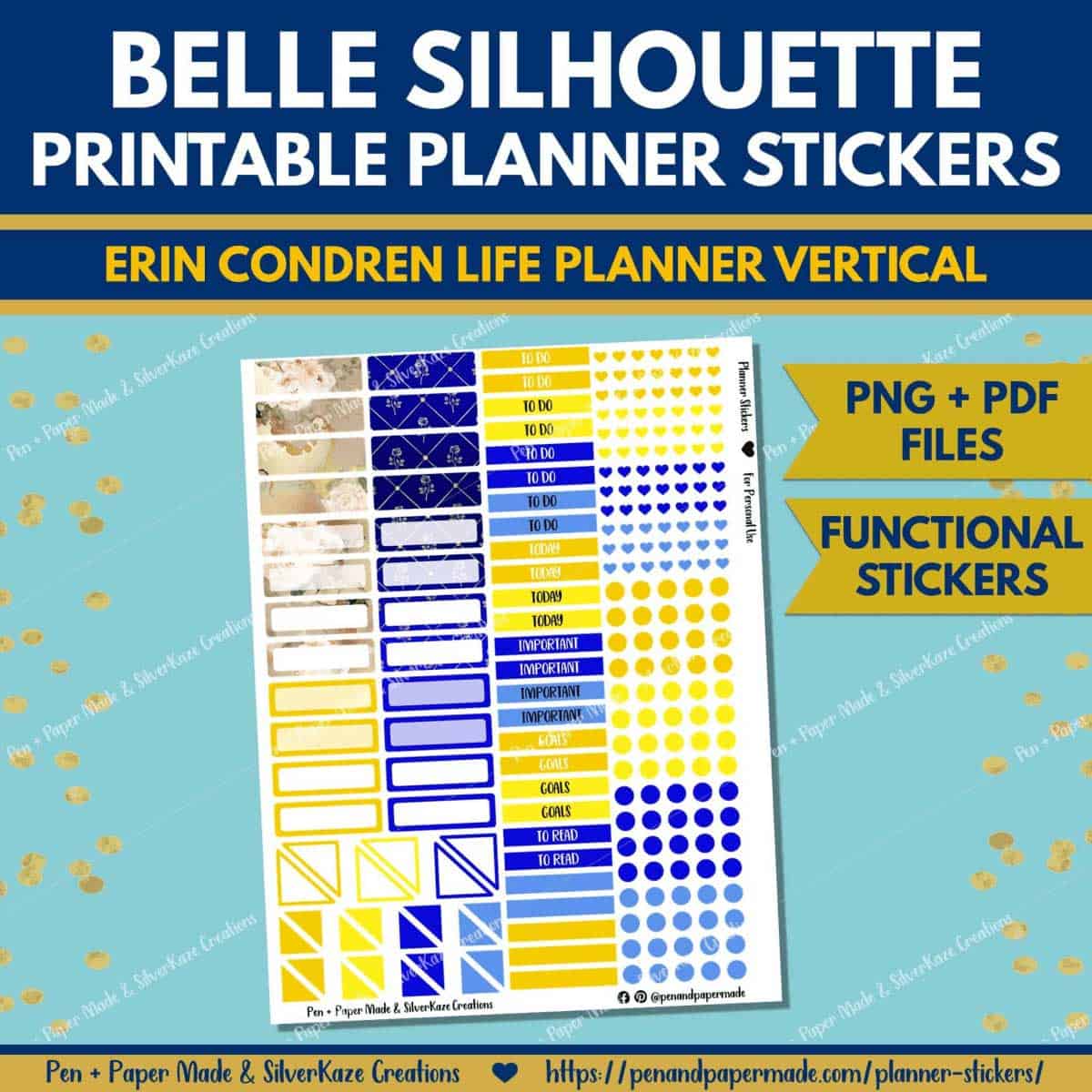 disney belle blue, gold, yellow functional sticker labels.
