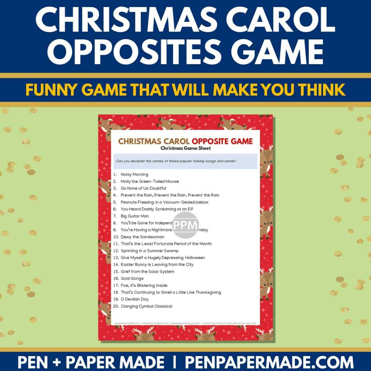 christmas carol opposites party game printable.