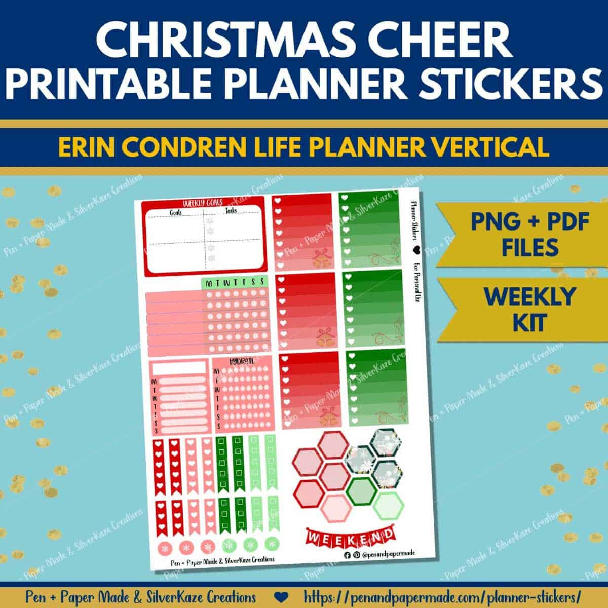 winter christmas cheer weekly kit gradient stickers.