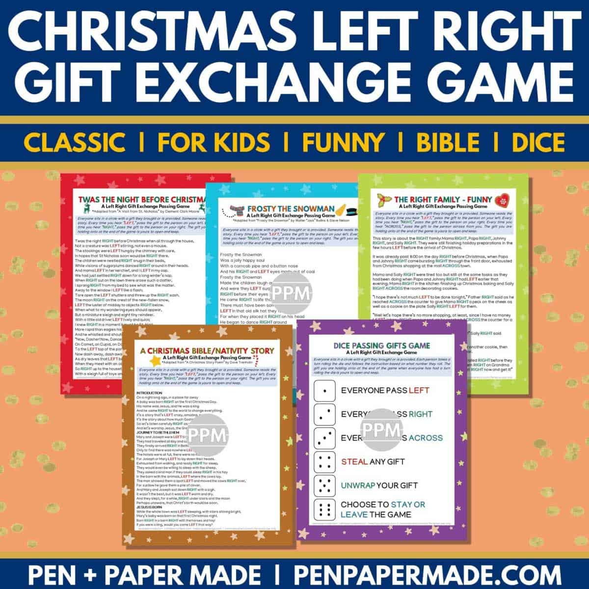 christmas right left game bundle with 5 versions to choose from.