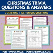 christmas trivia printable game questions and answer sheet.