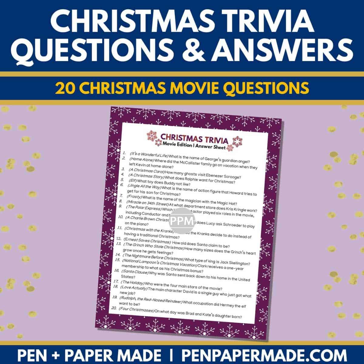 christmas movie trivia questions and answer sheet.