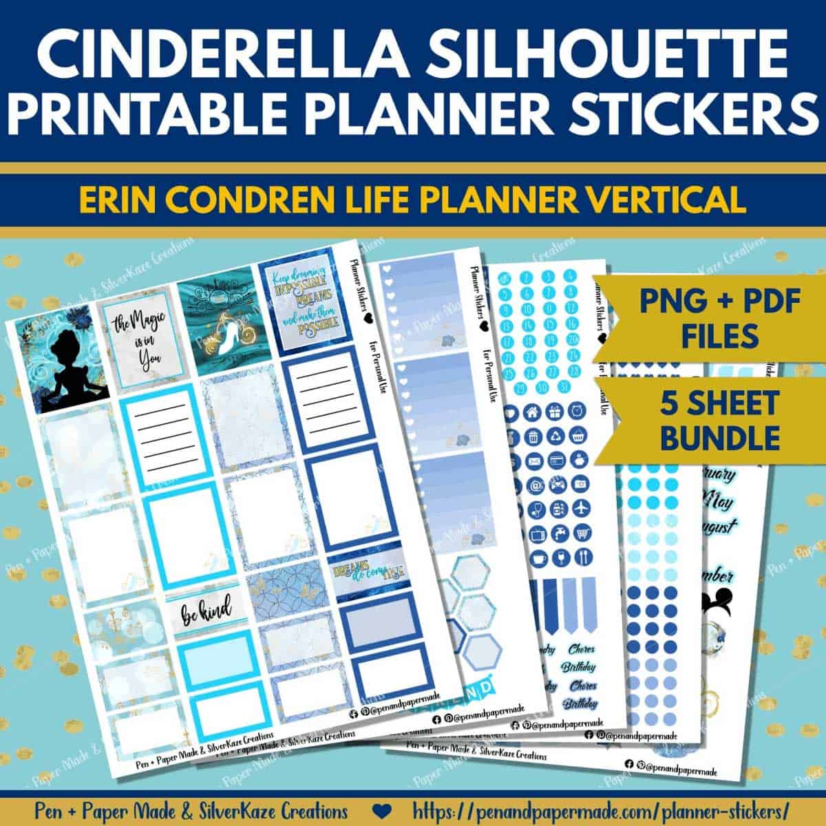 disney cinderella most popular printable planner sticker bundle.