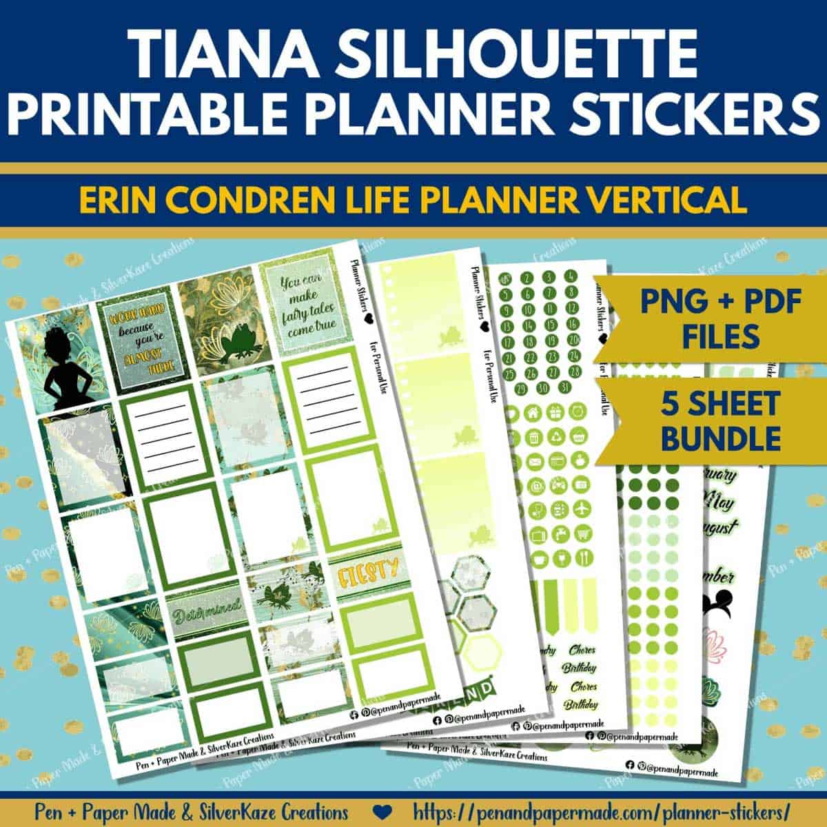 disney princess frog tiana most popular printable planner sticker bundle.