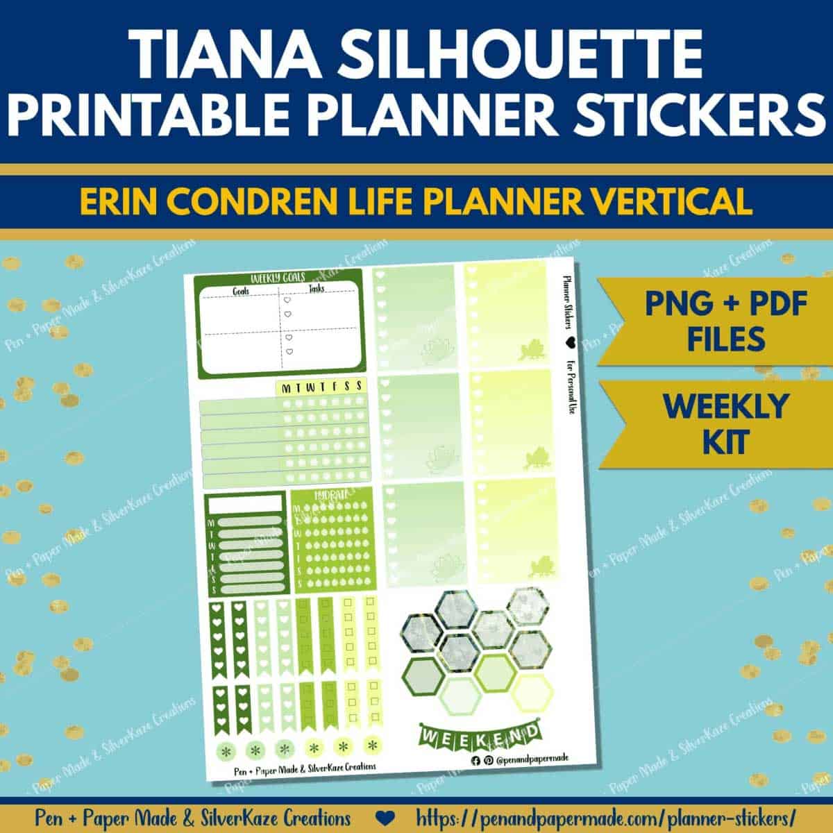 disney tiana princess and the frog weekly kit gradient stickers.