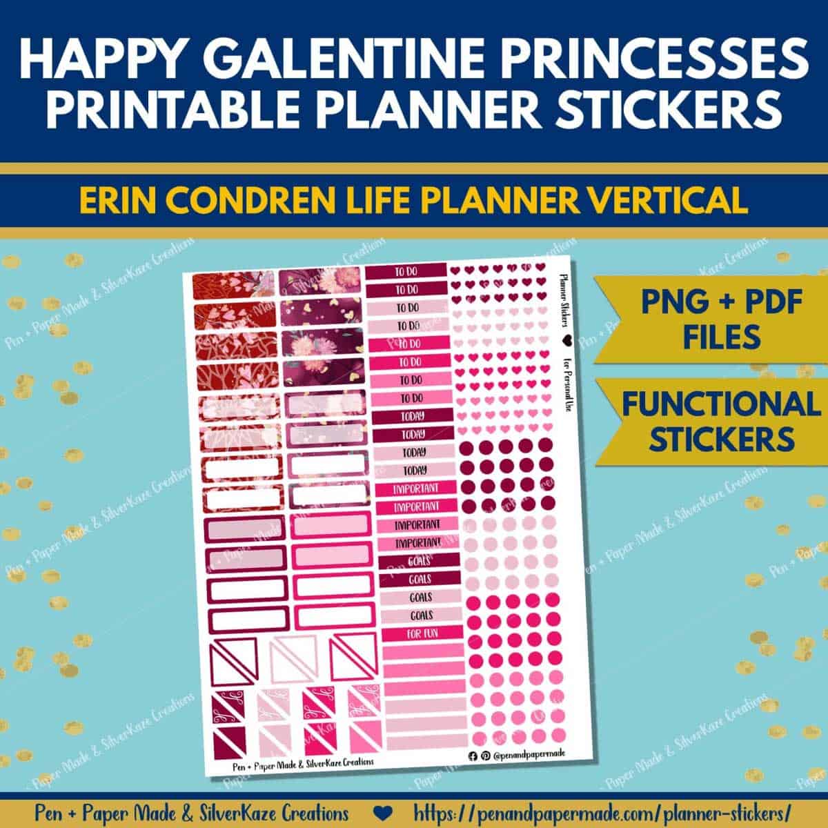 valentine galentine princess red, dark and light pink functional sticker labels.