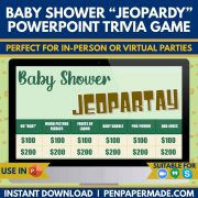 gender neutral baby shower jeopardy powerpoint title and game categories