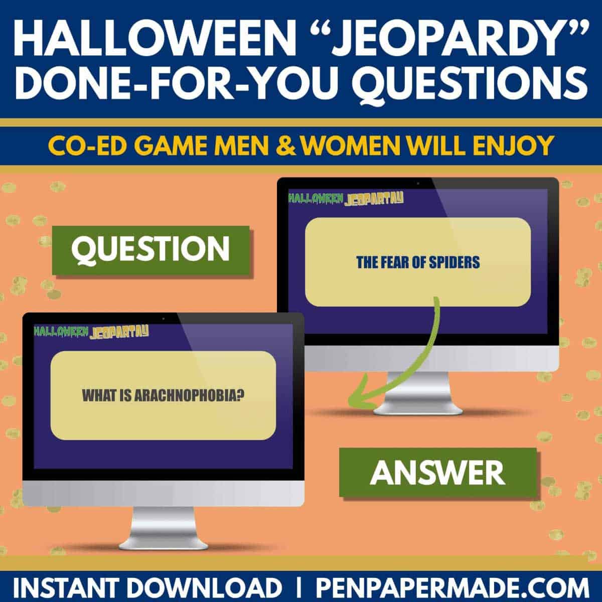 fun halloween jeopardy questions like what is arachnophobia?