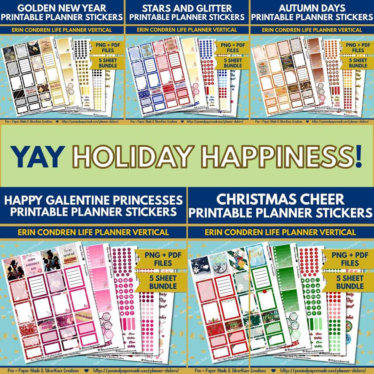 most popular holiday printable planner sticker bundle.