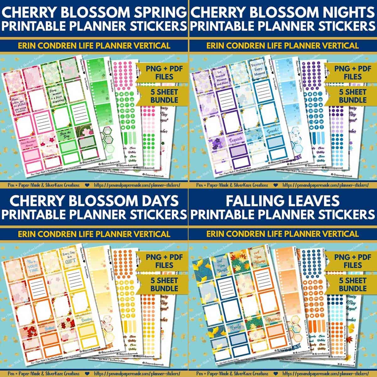 most popular cherry blossom printable planner sticker bundle.