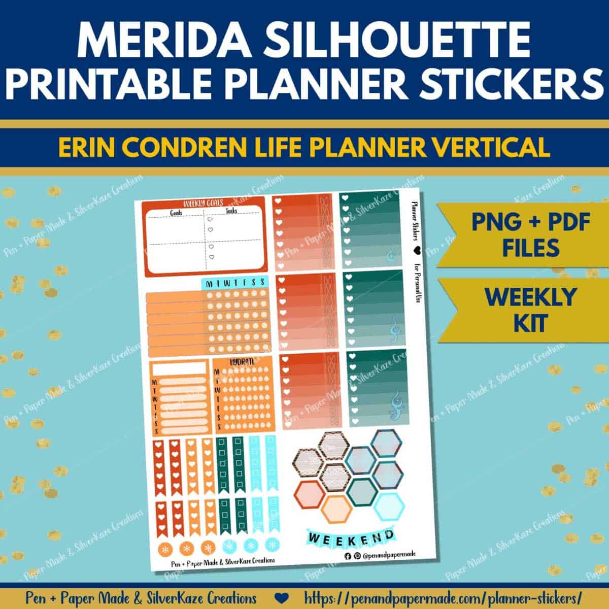 disney merida brave weekly kit gradient stickers.