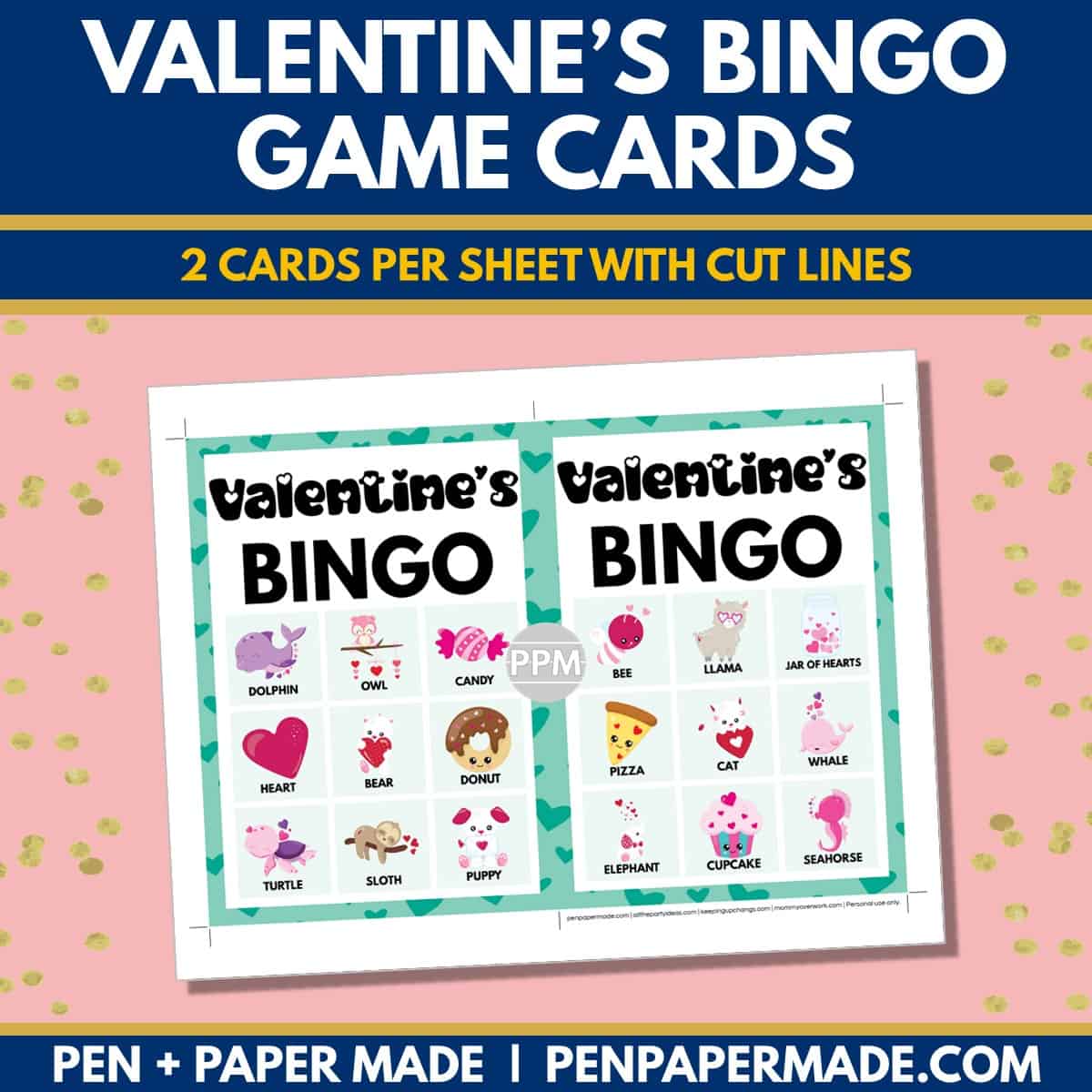 valentine's day bingo card 3x3 5x7 game boards with images and text words.