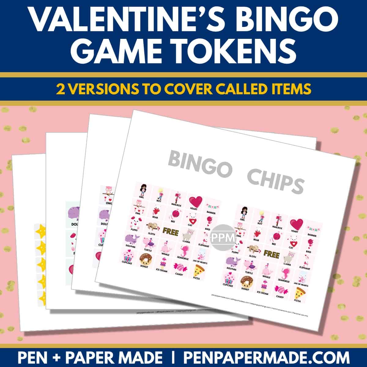 valentine's day bingo card 5x5, 4x4, 3x3 game chips, tokens, markers.